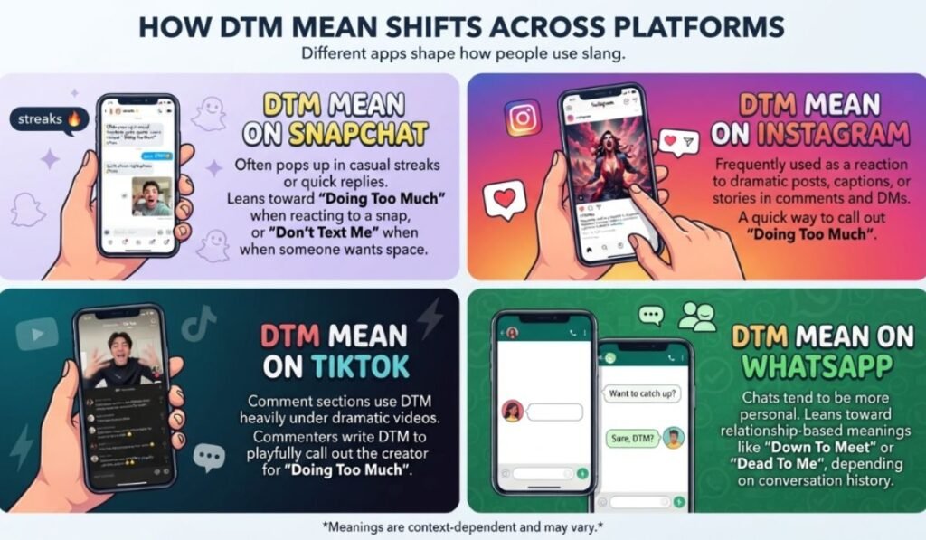 DTM Mean on Snapchat, Instagram, TikTok, and WhatsApp