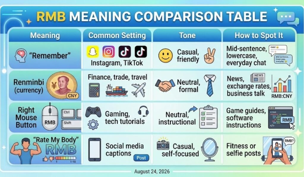 RMB Meaning Comparison Table