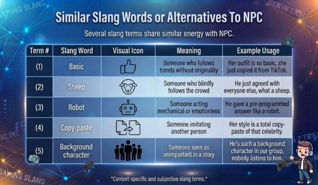Similar Slang Words or Alternatives Of NPC