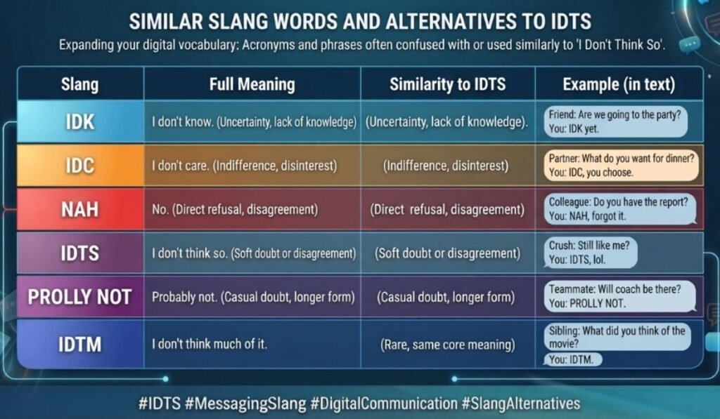 Similar Slang Words or Alternatives To IDTS