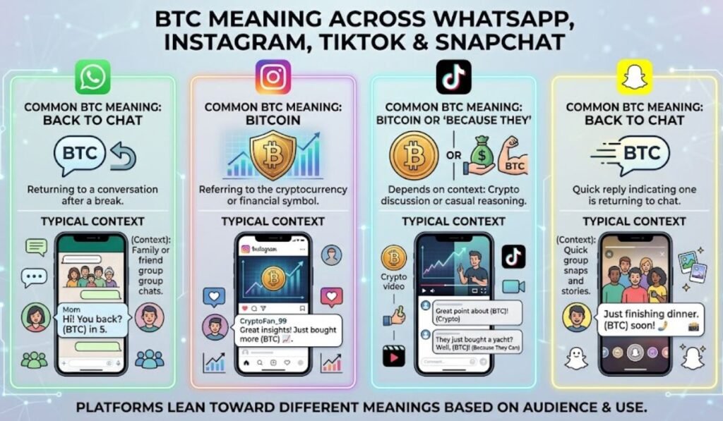 BTC Meaning Across WhatsApp, Instagram, TikTok & Snapchat