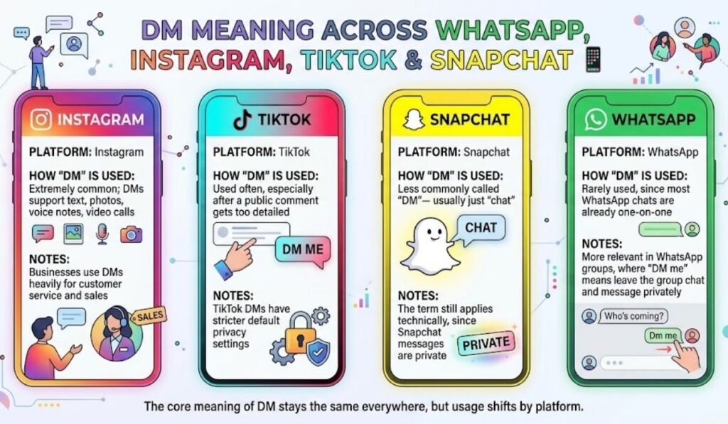 DM Meaning Across WhatsApp, Instagram, TikTok & Snapchat