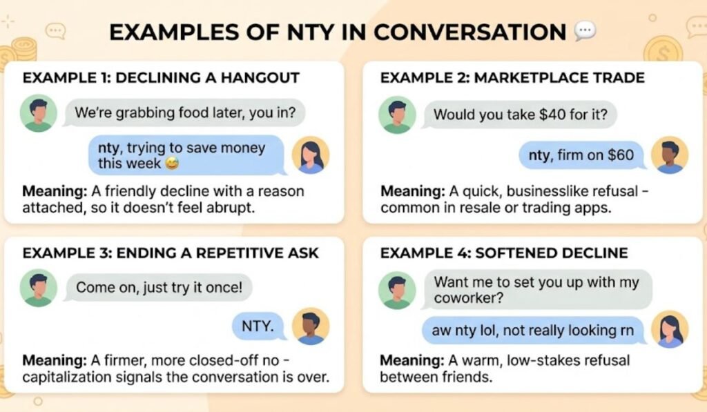 Examples of NTY in Conversation